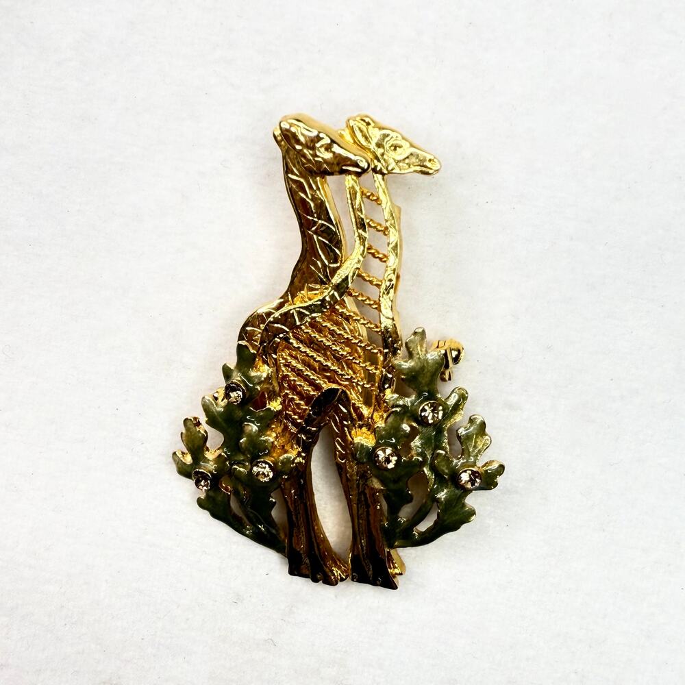 Vintage Kenneth Cole Gold Tone Enamel Giraffe Pin/Brooch